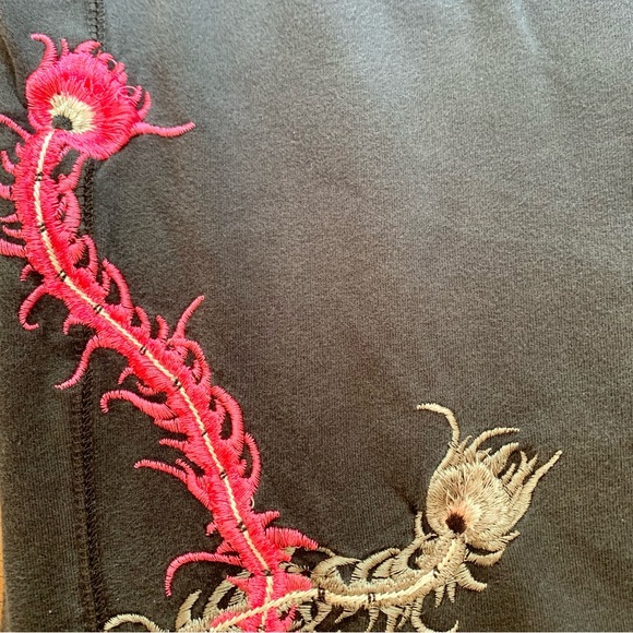 Lucky Brand Embroidered Sweatpants Yoga Pants- Bird, Rooster, Peacock - Picture 9 of 14